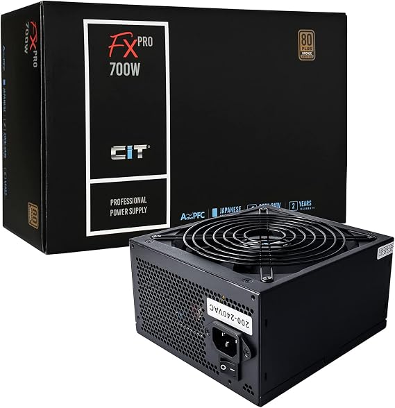 CiT FX Pro 700W PSU Bronze, ATX Power Supply 80 Plus, Non Modular PSU 700W