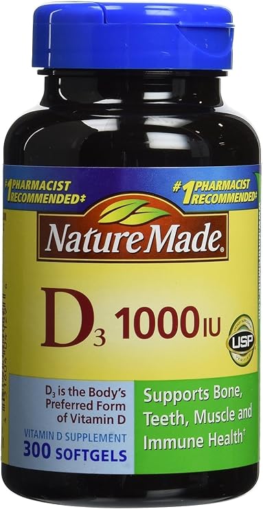 Nature Made Vitamin D3 1000 IU, 300 Tablets