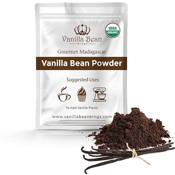 Organic Vanilla Bean Powder - 100% Pure Ground Madagascar Vanilla Powder - For Cooking, Baking, Additional Flavoring - Add To Coffee, Tea, Yogurt, Shakes - Raw, Unsweetened, No Fillers or Additives - 8 oz