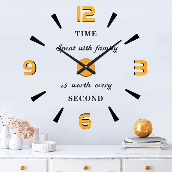 VANGOLD Wall Clock Oversized Wall Clock for Living Room Decor, Decorative Wall Clocks Battery Operated (Gold Home Decoration)