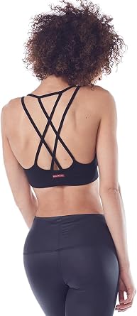 Hard Tail Double Cross Sports Bra for Women - Black Medium