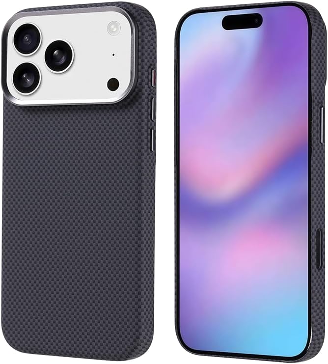 Apple iPhone 17 Pro Max ile Uyumlu Kılıf, Ultra İnce, Karbon Fiber Görünümlü, Magsafe Şarjlı, Siyah