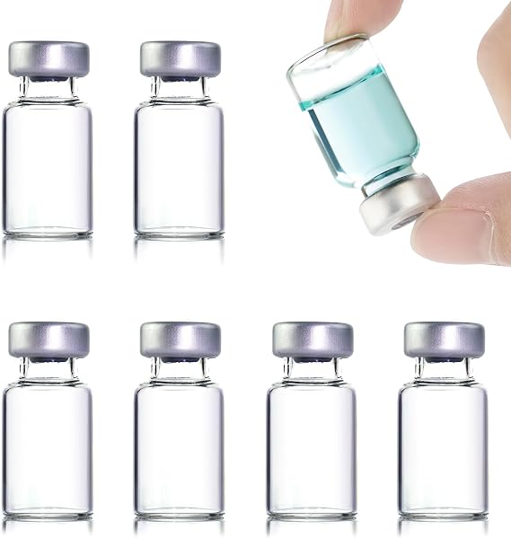 10 Pcs 3ml Sealed Sample Vials, Clear Bottom Headspace Vial, Transparent Glass Vials with Self Healing Injection Port
