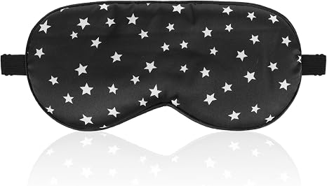 Silk Sleeping Mask Eye Mask Made of Pure Silk with Adjustable Strap Blackout Sleeping Mask Comfortable Soft Eye Mask Sleeping Aid Blindfold for Sleep Quality Light Blocking Golden Stars