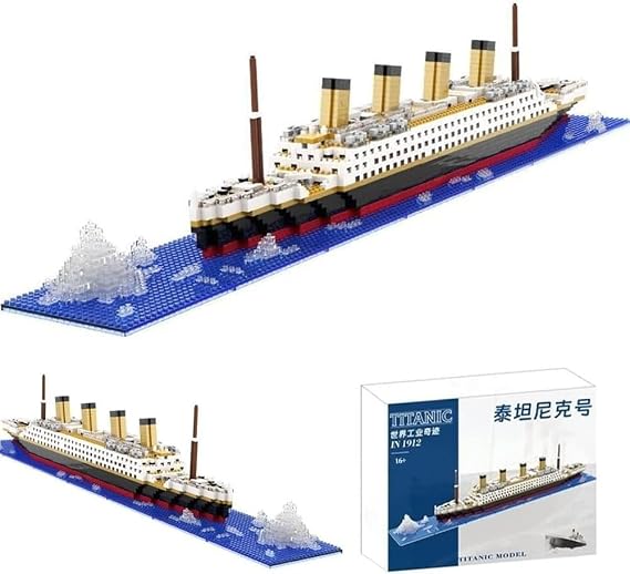 Titanic Model Building Block Set, 1878 Pcs Cruise Ship Building Blocks, Micro Mini Bricks Gift Toy for Adults, Not Compatible with Major Brand