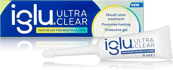 Iglu Ultra Clear Mouth Ulcer Gel Pain Relief for Mouth Ulcers Promotes Healing, 8 ml