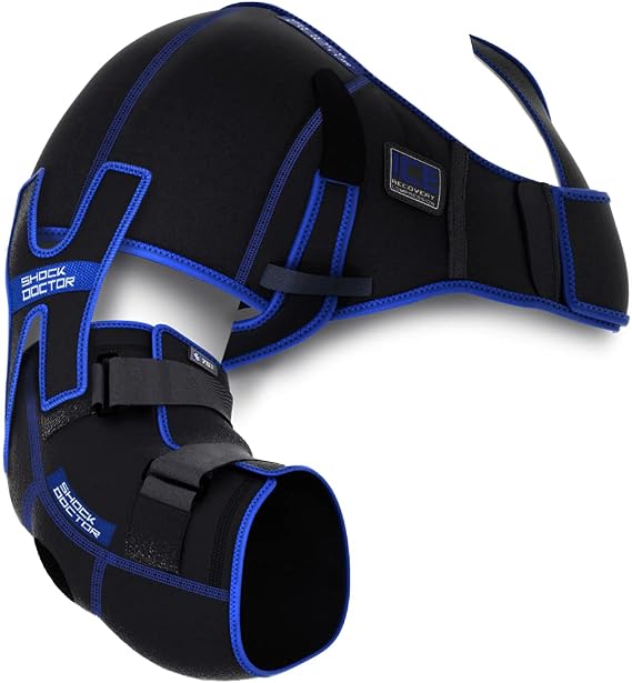 Shock Doctor ICE/Heat Recovery Compression Shoulder & Elbow Wrap Brace, Reusable Gel Ice Packs for Injuries, Hot Cold Therapy
