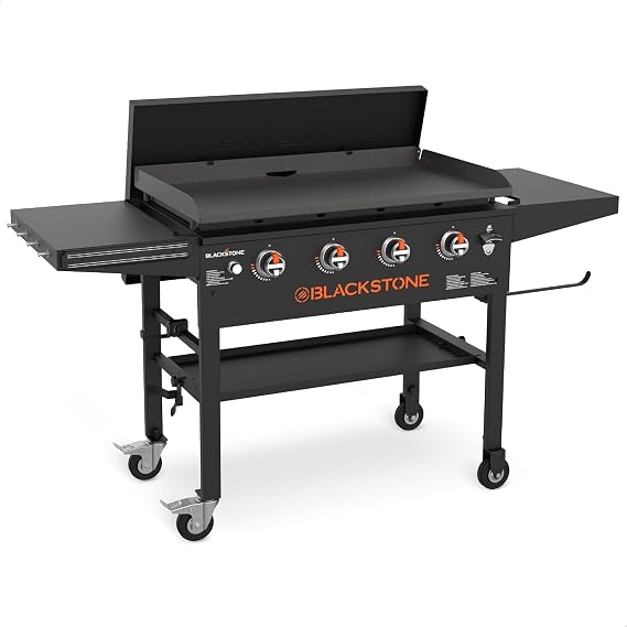Blackstone Omnivore Outdoor Flat Top Gas Griddle w/Hard Cover, 36 - for Breakfast, BBQ & Grilling w/Steel Cooking Surface, Folding Side Shelves, Rear Grease System & Push-Button Ignition