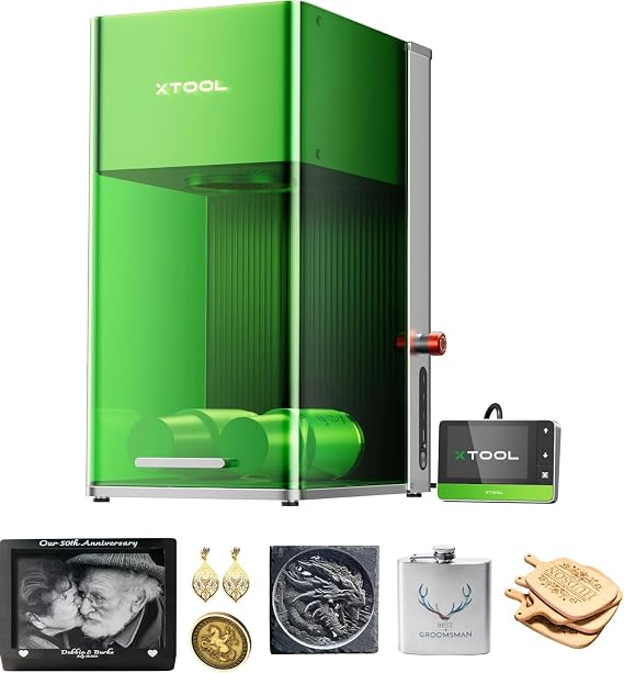 xTool F1 Ultra 20W Fiber & Diode Dual Laser Engraver, 10000mm/s Ultra Fast Laser Engraver and Cutter Machine for Jewelry, Metal, Wood, 16MP Smart Camera, Auto Streamline, 3D Engraving Machine