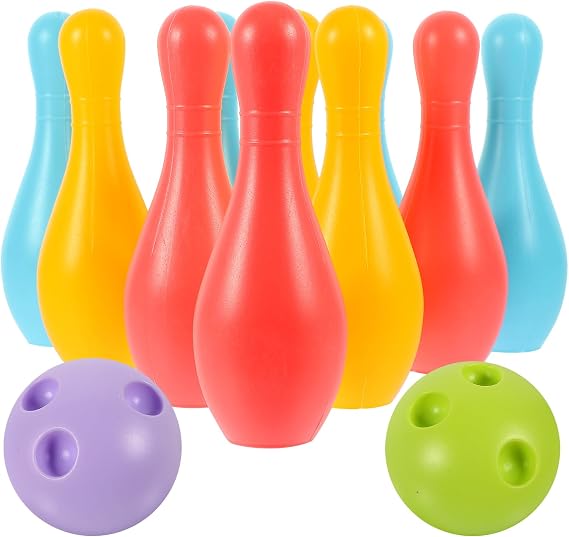 VOSAREA 1Set Plastic Bowling for Indoor Outdoor Recreational Bowling Plaything Fun Pin and Ball for Parties