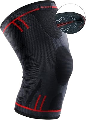 Kuangmi Knee Compression Sleeve Knee Brace Support for Running,Basketball,Weightlifting,Joint Pain Relief,Arthritis & Injury Recovery Single WrapAdvanced Blue X-LargeSingle