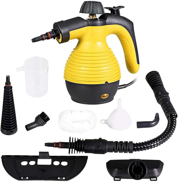 Goplus Handheld Pressurized Steam Cleaner, Multi-Purpose Steamer, Steam Iron, 1050W, W/Attachments(Yellow)