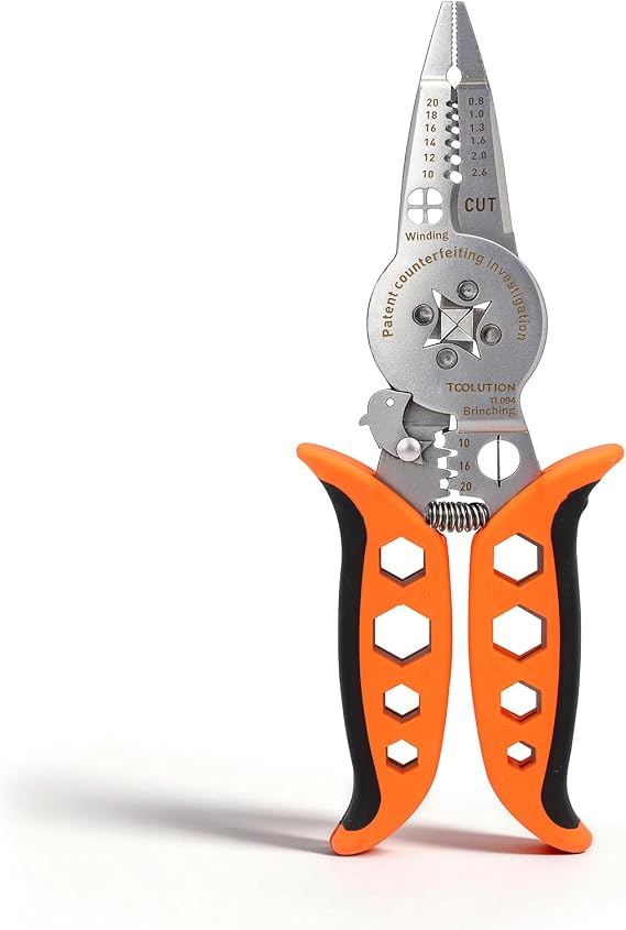 8" Multi-Function Wire Stripper Tool - 8-in-1 Electrician Pliers with Crimping, Cutting, Stripping & Wrench Functions - Heavy Duty Steel Wire Stripper and Crimper Tool for Electrical Work