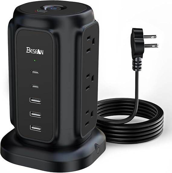 Ultra Slim Flat Plug Power Strip 6.5ft
