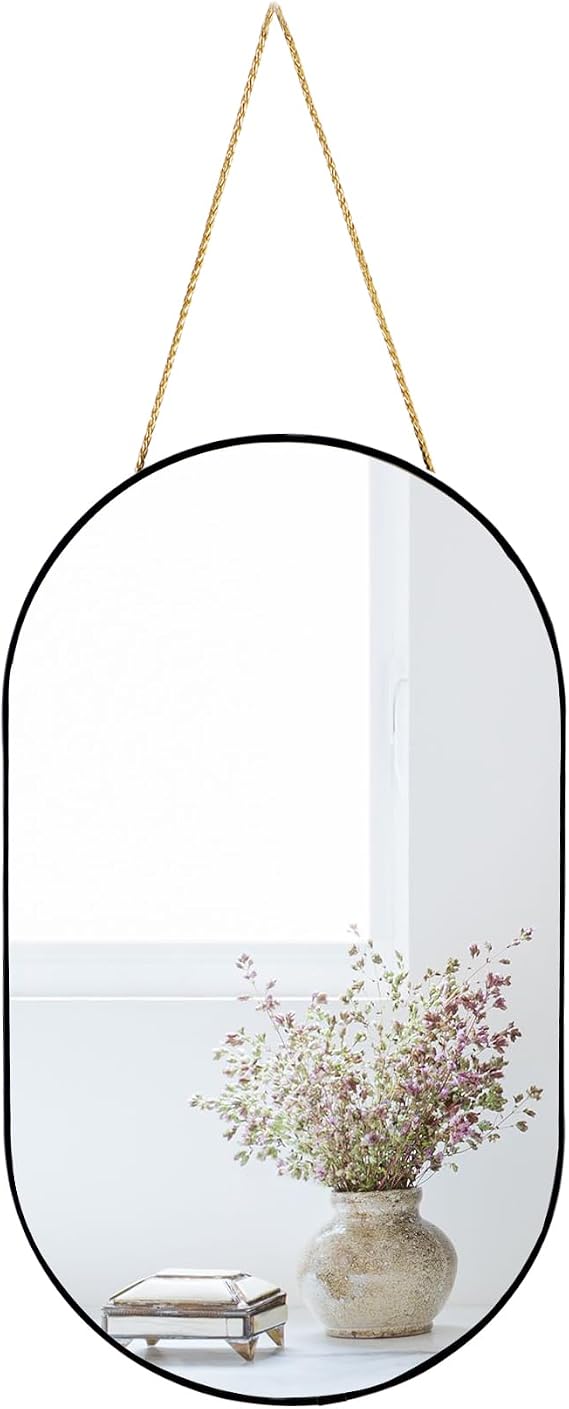 YCHMIR Oval Wall Mirror, Gold, Oval Shape, for Bathrooms and More (Black, 16x9.2 inch)