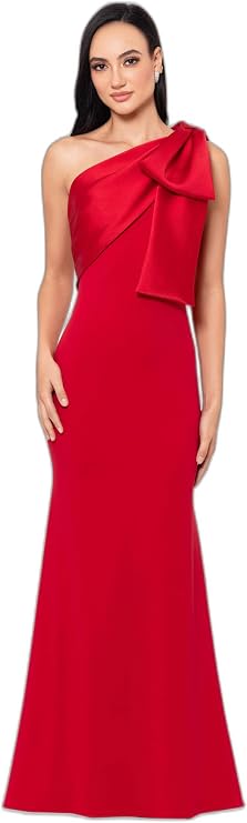 Betsy & Adam Women's Xscape Women's Scuba Crepe Halter Neck Ruffle Knee Length Dress