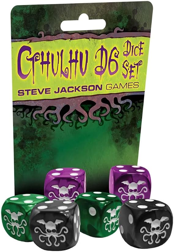 Cthulhu d6 Dice Set, 6 Pcs, 19mm Six-Sided, Pearlized Dice
