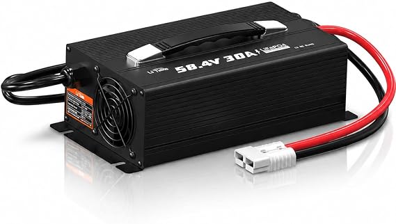 LiTime 48V 30A LiFePO4 Battery Charger, 51.2V AC-DC Fast Charger with Anderson Plug & LED Indicator, Portable Mountable Charger for 58.4V LiFePO4