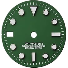 28.5MM Mechanical Dial Blue-Green Luminous Face Left-Handed Modded Mechanical Watch for NH 34/NH 35/NH36 Watch Movement Repair Part(Green)