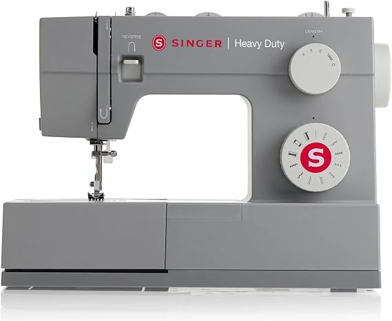 Singer Heavy Duty 4411 Mechanical Sewing Machine - 4 Step Buttonhole 11 Stitch Programmes Metal Frame Steel Reinforcement Plate Quick Sewing Free Arm Sewing Machine Professional