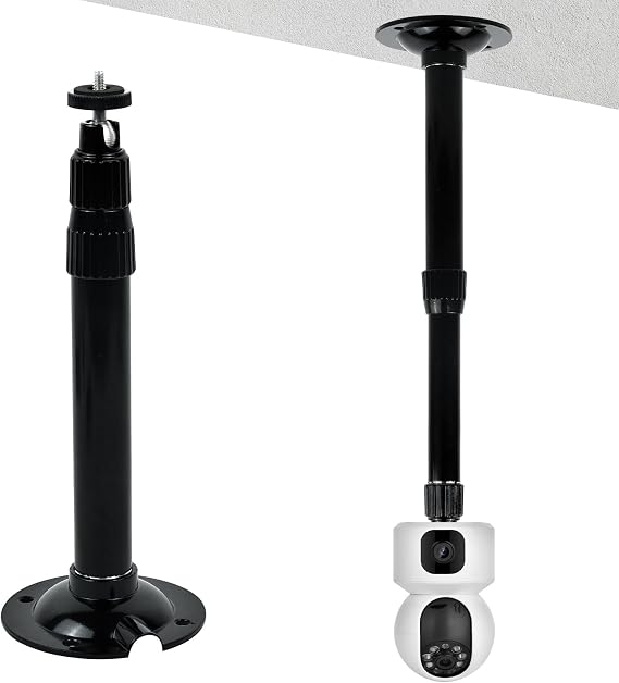Extendable CCTV Mounting Bracket Pole Mount Surveillance Camera 20 cm - 40 cm Adjustable Mounting Pole for Security Cameras, Telescopic Wall and Ceiling Mount for CCTV Cameras
