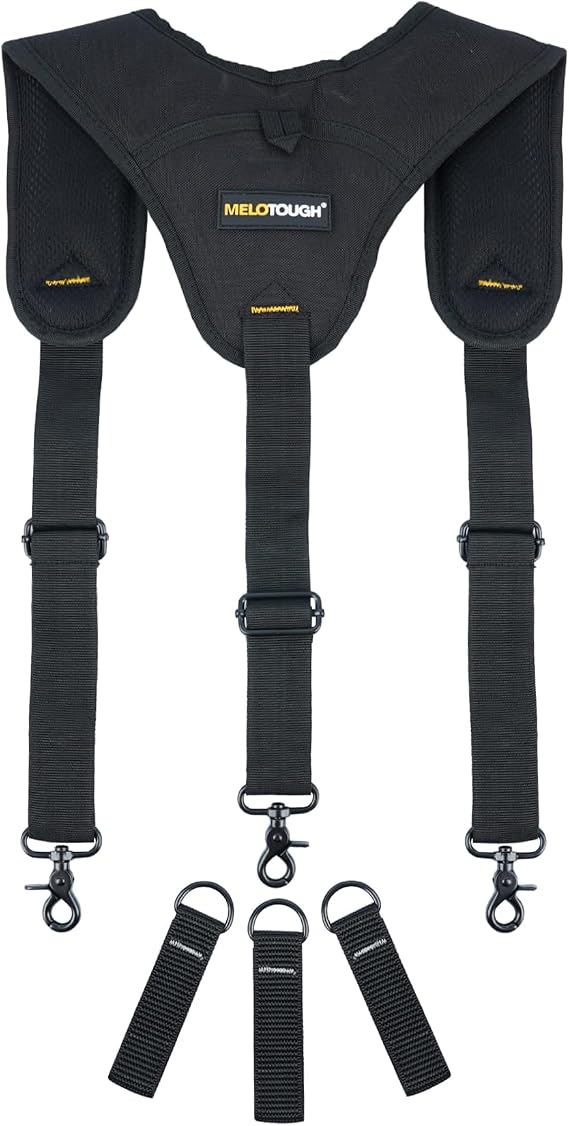 MELOTOUGH Tool Belt Suspender 3 point padded suspenders plus 3 pack suspender loop