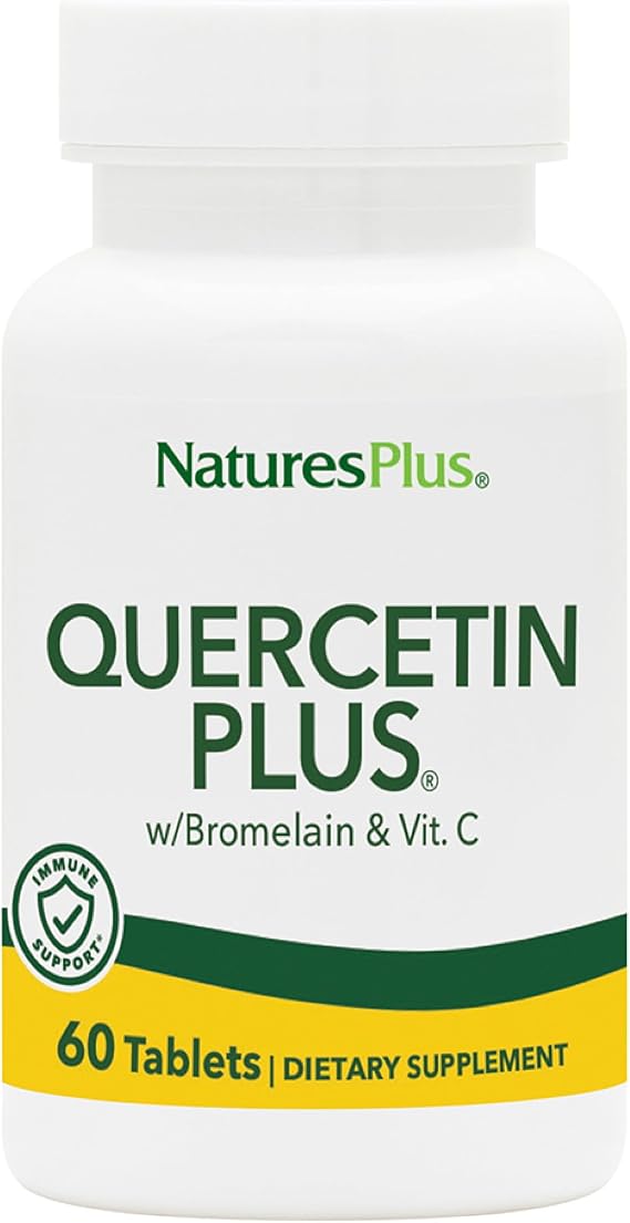 NaturesPlus Quercetin Plus with Vitamin C & Bromelain - 60 Vegetarian Tablets - Allergy Relief Supplement - Immune, Antioxidant Support - Gluten Free - 30 Servings