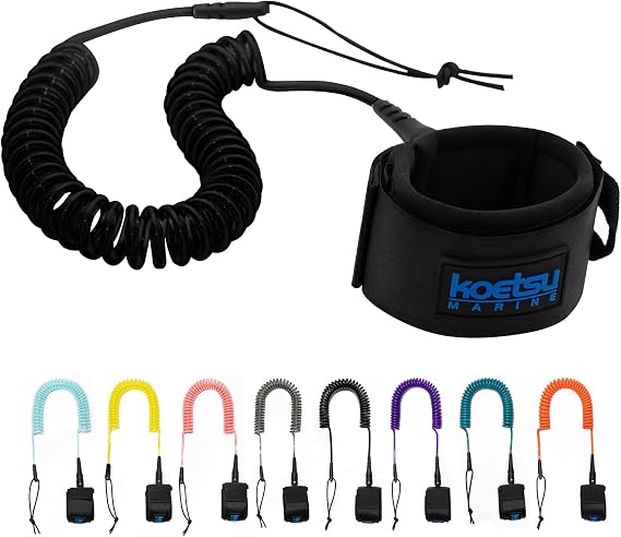KOETSU Premium Paddle Board Leash - 10ft SUP Ankle Safety Rope, 7mm Thick Surfboard Leash for Longboard, Stand Up Paddle Board Accessories, SUP Replacement Leg Rope