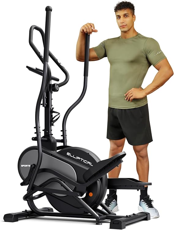 Dripex Elliptical Exercise Machine, 3-in-1 Cardio Climber Stepper Elliptical Machine for Home, Elliptical Training Machines with 16-Level Resistance, 18LBS Flywheel, Pulse Sensor