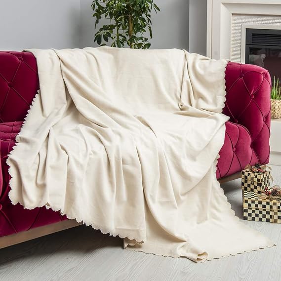LATUDA CONCEPT Sofa Cover Chenille Anti-Slip Double Sided Sofa Bed Cover Sofa Shawl 175x215 - EKRU