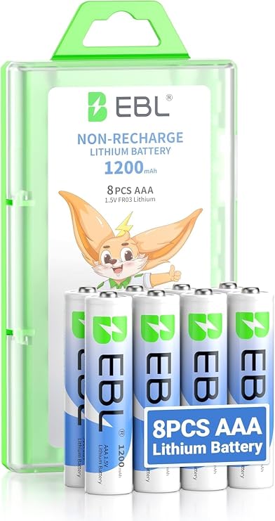 EBL Lithium Batteries AAA 8 Pack, 1200mAh Non-Rechargeable High Performance 1.5V Triple A Battery for High-Tech Devices