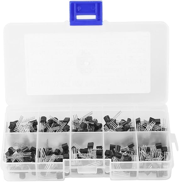 200 Pcs Transistor Assortment Kit, 10 Values BC327 BC337 BC517 BC547 BC548 BC549 BC550 BC556 BC557 BC558 PNP NPN Power General Purpose Transistors Kit, Capacitor Assortment Kit