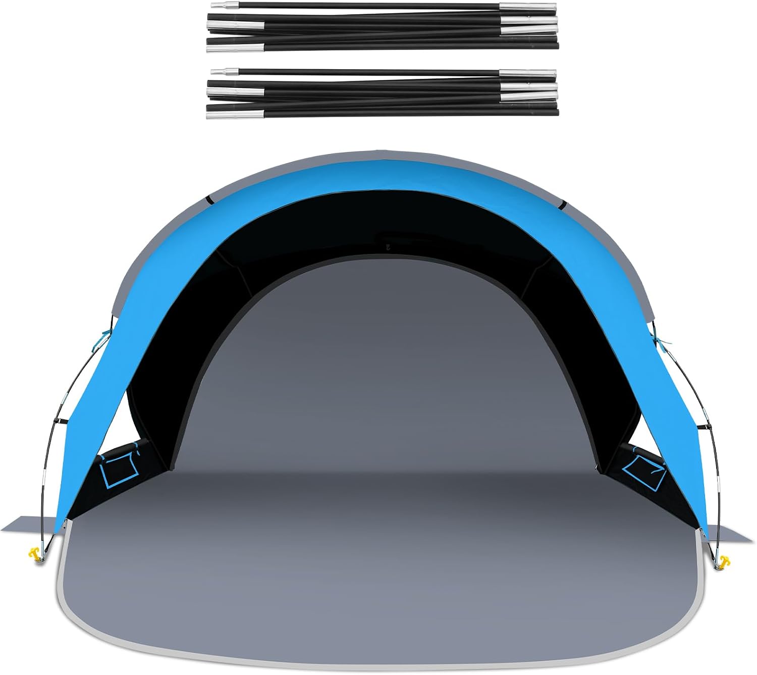 Gorich Beach Tent Sun Shelter with 2 Doors for 4 People & A Set of Extra Beach Tent Poles for Replacement 4 People, Dark Shelter SkyBlue