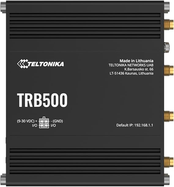 Teltonika TRB500000000 Model TRB500 Industrial 5G Gateway; Speeds of up to 1 Gbps; Auto APN; 2x Inputs/Outputs; For use in Europe, Middle East, Africa, Oceania, Brazil; Not for use in USA