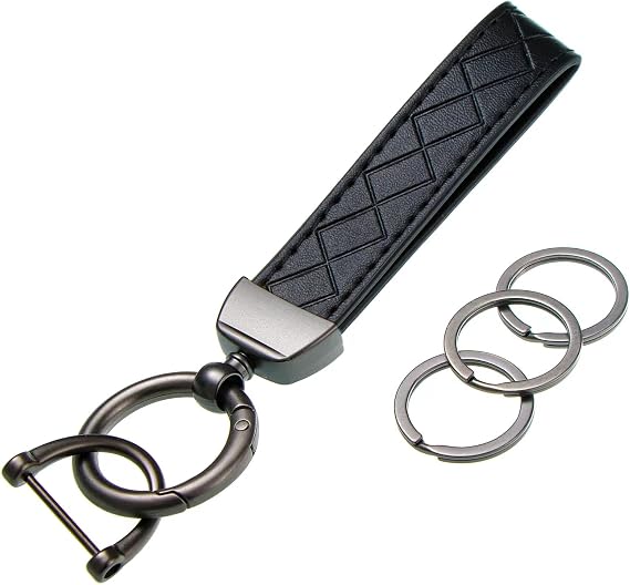Car Keys Keychain Leather Key Chain Holder for Men and Women Universal Car Keychain with Anti-Lost D-Ring