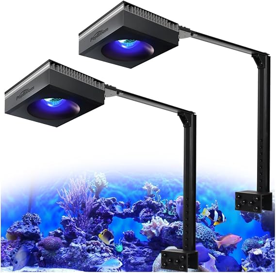 2PCS PopBloom RL90 WiFi LED Marine Aquarium Light 200W, Full Spectrum for 30"-48" SPS/LPS Corals Fish Tank (Black, 2 Lamps with Mount Kit)