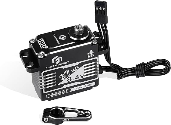 37KG Brushless Servo, 8.4V High Torque Servo, IP67 Waterproof RC Crwaler Servo Compatible with Sanwa SSR/ NB4/ Futaba for 1/8 1/10 Scale RC Crawler Cars, Trucks or Robotic Parts(180)