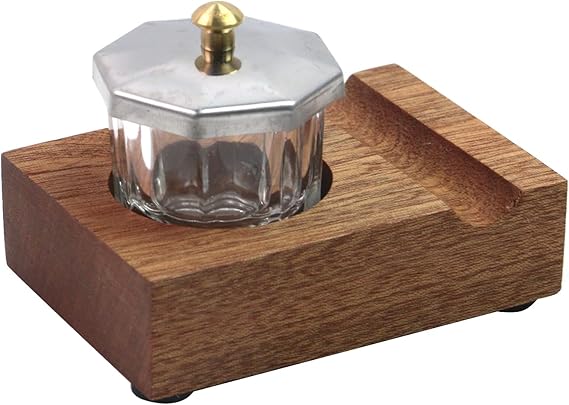 Crapyt Ink Well for Dip Pen Calligraphy Holder, Dip Pen Holder, Pen Rest | 2.83"2.01"0.79" Wood Desktop Pen Holder, Calligraphy Oblique Nib Holder