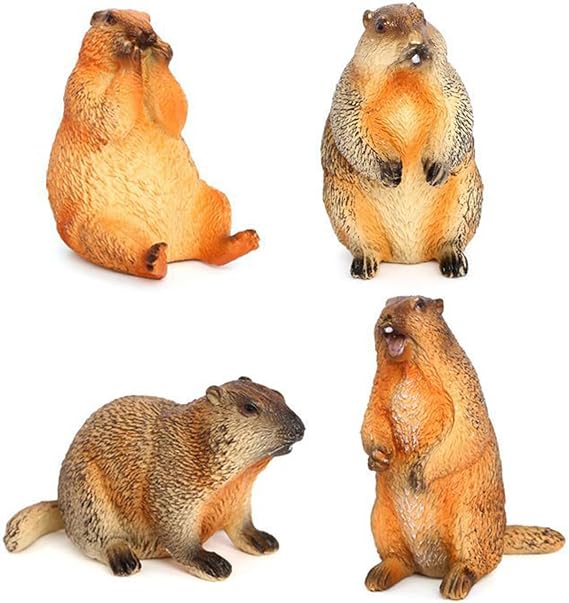 4PCS Groundhog Figurine Sculpture Model Animal Model Home Decoration Outdoor Garden Statue