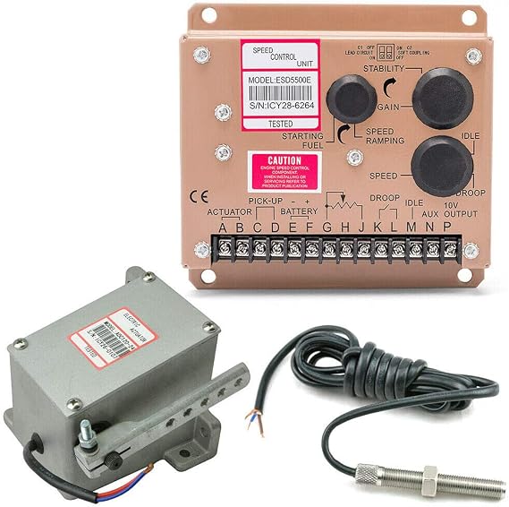 12V ESD5500E Series Electronic Engine Speed Controller Governor + MSP6729 Speed Sensor + ADC120 Actuator 30V GDAE10 Generator Genset Parts Regulator