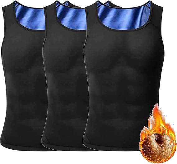 Men's Compression Top, Gynecomastia Compress Tank Top, Chest Support, Sleeveless, Black, Small-Medium