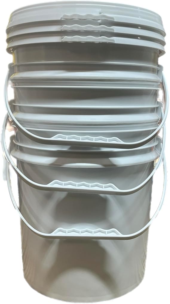 2.5 Gallon Bucket Food Safe Container with Lid (White, 3pc with Lid) Great for All-Purpose Usage
