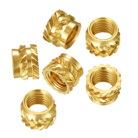 Qrity 100 Pcs Brass Insert, Threaded Inserts Brass Knurled Nuts, Female Thread Inserts, Knurled Insert Nuts for 3D Printing Plastic, M4 x 6mm x 6mm