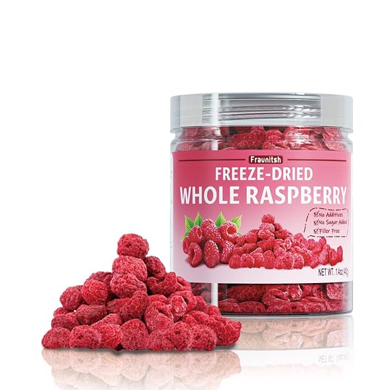 Fraunitsh Freeze-Dried Raspberries 1.4oz | Natural Raspberries | Crunchy Raspberry Fruit Snacks | No Sugar & No Additives | Whole Raspberries for Yogurt, Oatmeal, Smoothies, Baked Goods 1.4oz 40g