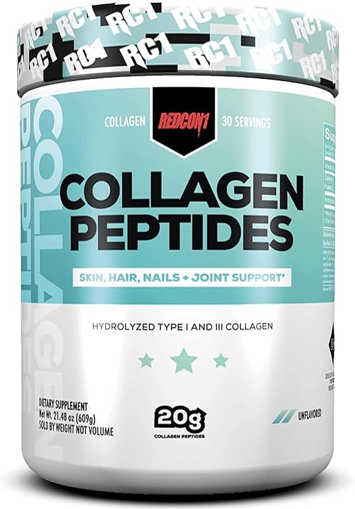 REDCON1 Collagen Peptides - Type 1 + Type 3 Collagen Powder - Keto Friendly & Gluten Free - Hydrolyzed Collagen Peptides for Joint, Nail, Skin Support (30 Servings)