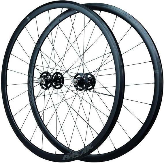 Bike Fixed Gear Wheelset 700C 24 Spoke Aluminum Alloy Rims 30mm Height Track Bike Front 100mm & Rear 120mm Hubs for Single Speed