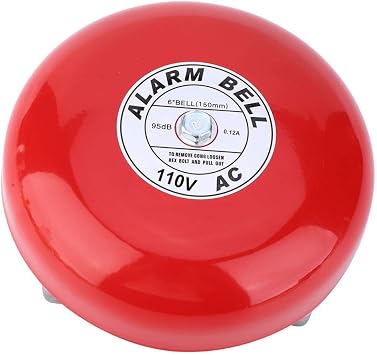 Estink Fire Alarm Bell, CB-6B 95dB 5.9in Aluminum Base Electric Round Alarm for School, Elevators, Industrial & Construction Applications AC110V