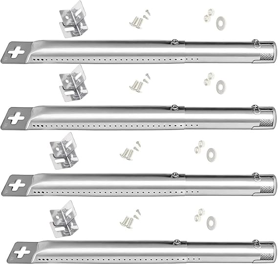 31 to 44.5CM Adjustable Burner Tube, Universal Gas Grill Burner Replacement Part for Outback, Char-Broil, Napoleon, Blooma Ultar, CosmoGrill, Master Forge and More Gas grills, 4 Pack