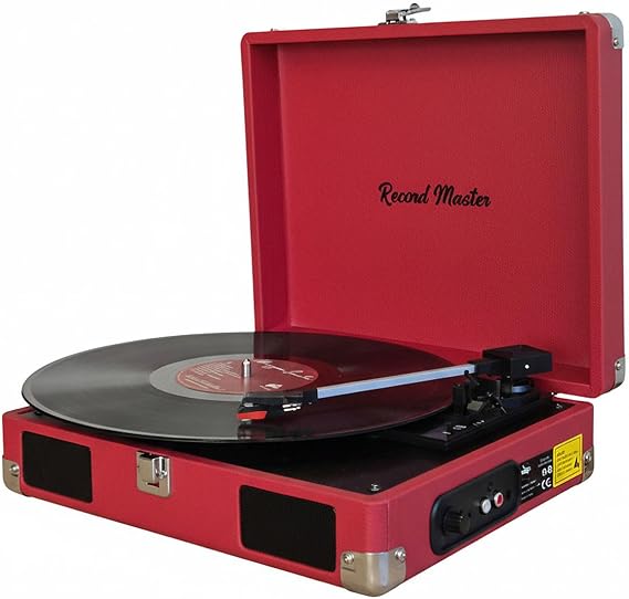 Record Master RM-311 Pikap - Kırmızı - Tüm Plaklar İle Uyumlu - Priz ve PowerBanke Takılarak Kullanım - Universal İğneli (Kırmızı)