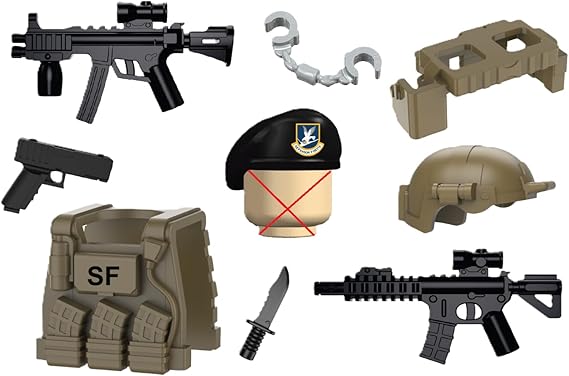Battle Brick Battle Bag Air Force Security Weapons Pack Compatible with Lego Minifigures